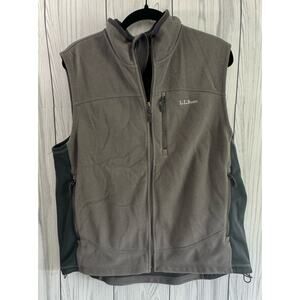 LL Bean Polartec Vest Men’s Large Gray Fleece Full Zip Pockets Outdoor Large